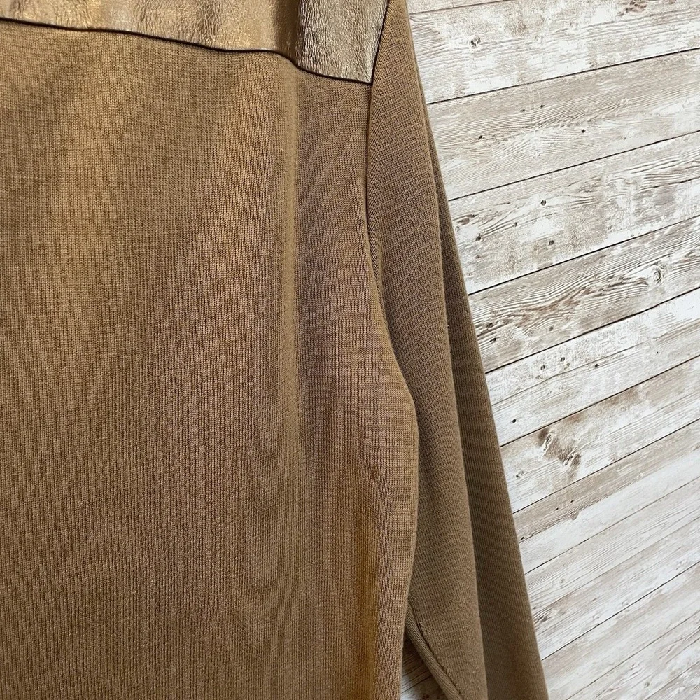 Vintage Peter Nygard Womens L Jacket Bronze Studded Leather & Knit‎ Back Sleeves